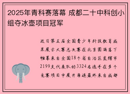 2025年青科赛落幕 成都二十中科创小组夺冰壶项目冠军